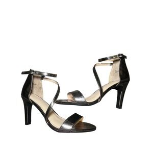 Dunion Metallic Gold Ankle Strap Heels 8.5 Block Heel Dress Sandals